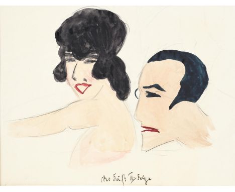 ‡ Dorte Clara Dodo Burgner (1907-1998) Portrait of a Couple pencil, watercolour on paper, mounted inscribed in ink 24.5 x 18.