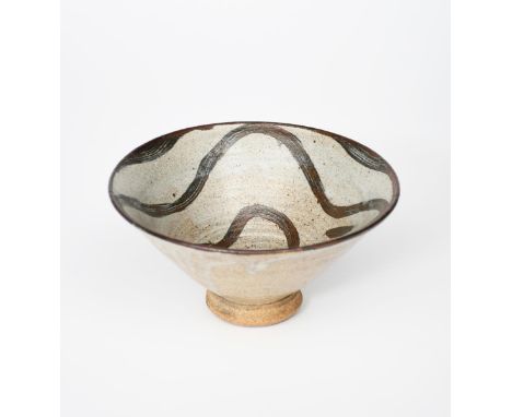 ‡ William Staite Murray (1881-1962) a fine stoneware footed bowl, conical form, painted and incised to the interior with a se