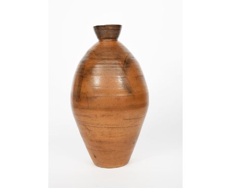 ‡ William 'Bill Marshall (1923-2007) a Leach Pottery salt-glazed stoneware vase, slender, swollen form with flaring neck, the