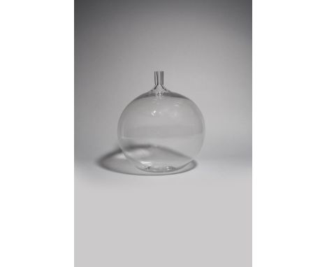 A rare Orrefors glass Applet (apple) vase designed by Ingeborg Lundin,  designed in 1955, dated 1957,  clear glass with cylin