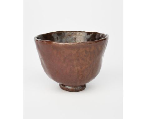 ‡ William Staite Murray (1881-1962) a hand-built stoneware tea bowl, on narrow foot,  covered to the foot with a rich chestnu