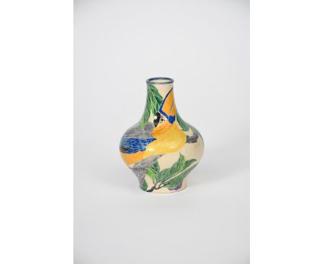 ‡ Charles Vyse (1882-1971) a rare pottery vase dated 1923, swollen form with tapering neck, painted with a brightly coloured 