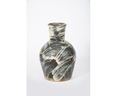 ‡ William 'Bill' Marshall (1923-2007) a Leach Pottery stoneware vase, shouldered form with cylindrical neck, dark grey ground