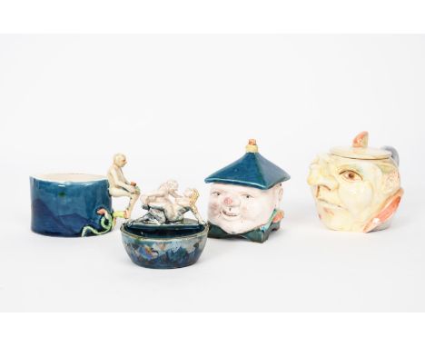 Eric Marwick (1946-2018) Breakfast with Eric a novelty pottery tea set, comprising teapot and cover, milk-jug, sugar basin an