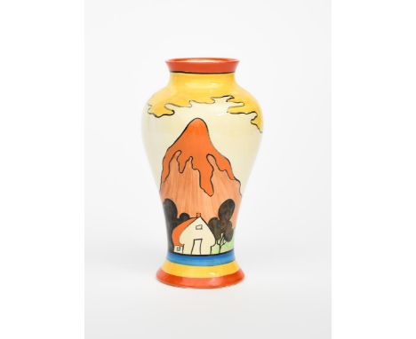 'Mountain' a Clarice Cliff Bizarre Meiping vase,  painted in colours printed factory mark, 22cm. high