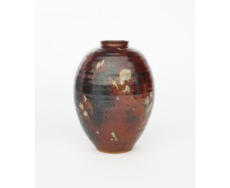 ‡ Charles Vyse (1882-1971) a stoneware vase, dated 1933, shouldered form with collar rim, covered in a rose ash and iron glaz