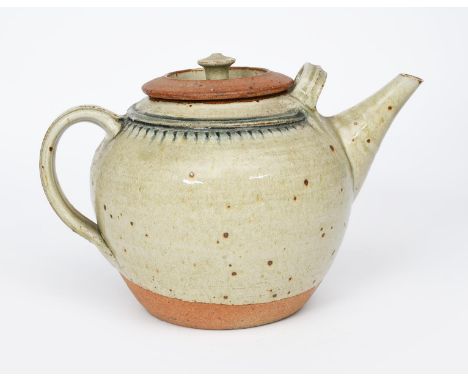 ‡ Richard Batterham (born 1936) a large teapot and cover, ovoid with flat cover, the body with simple band of incised decorat