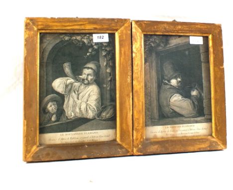 Two 18th Century black and white Van Ostad prints, Le Boulanger Flamand and Le Grivois Flamand, 10" x 7"