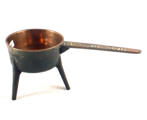 An 18th Century Bronze skillet, the handle marked 'Wasbrough 3' on three legs