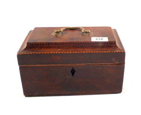 A 19th Century Mahogany and inlaid two compartment tea caddy