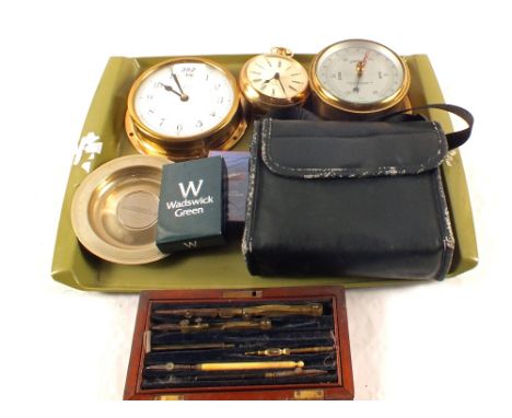 A Brass Sestrel ships barometer, binoculars and other items