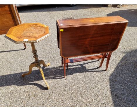 A small painted walnut tripod table,&nbsp;62cm high; together with a Sutherland table, 69cm wide.&nbsp; 