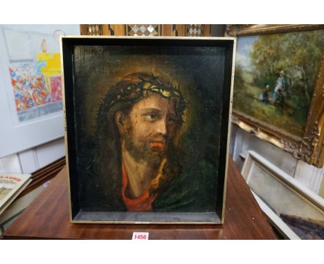 European School, late 19th century, head and shoulders portrait of Christ, oil on canvas, 35 x 30cm.&nbsp; 