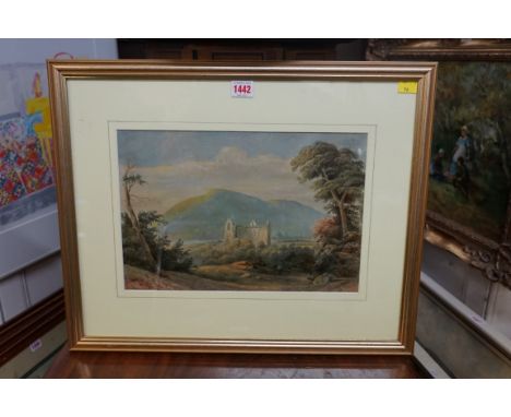 E R Gill, 'Tintern Abbey', signed, watercolour, 24 x 36.5cm.&nbsp; 