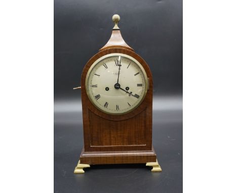 A late 19th century mahogany mantel clock, with&nbsp;twin fusee and gong strike, the 5in painted dial inscribed 'J Durden, Lo