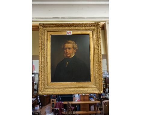 British School,&nbsp;19th century, bust length portrait of a gentleman, oil on board, 29.5 x 24cm. 