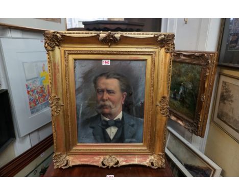 English School, late 19th century, head and shoulders portrait of a gentleman with a moustache, oil on canvas, 37 x 30cm.&nbs