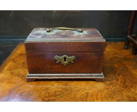 An unusually small 18th century mahogany tea caddy, 16.5cm wide.&nbsp; 