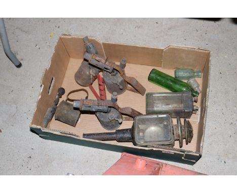Various blow lamps, a carriage lamp etc.
