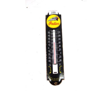 An enamel garage advertising thermometer for Indian Motor Cycles