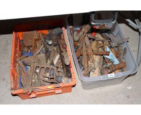 Two boxes of miscellaneous hand tools 