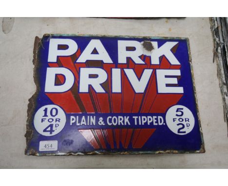 A double enamel advertising sign for "Park Drive", approx. 12" x 16"