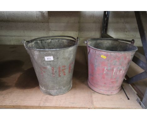 Two vintage galvanised fire buckets 