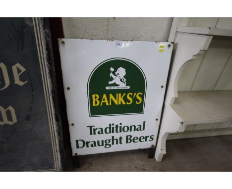 An enamel "Banks's Beer" advertising sign, approx. 29" x 30" overall
