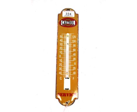 An enamel advertising garage thermometer for Castrol Service