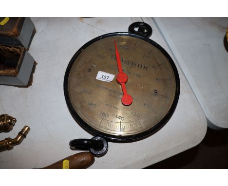 A Weighmaster 300lb scale with brass dial 