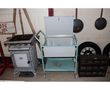 A vintage enamel nurses trolley