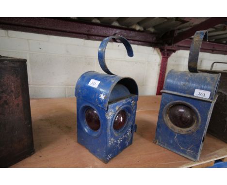 A Greenham blue painted roadside warning lamp