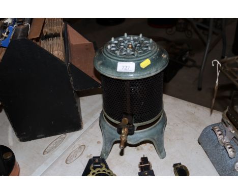 A Beatrice portable gas heater with enamel top and base (sold as a collector's item)
