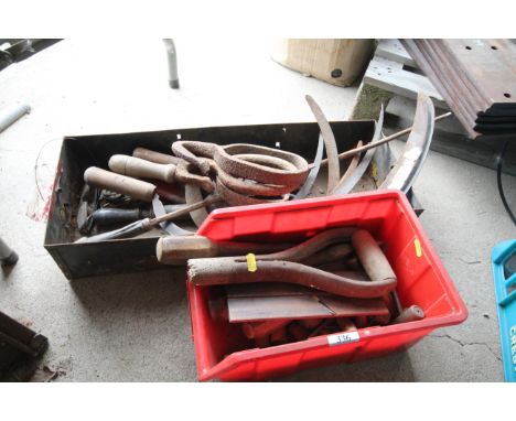 Two boxes of miscellaneous hand tools