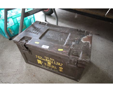 A vintage ammunition box