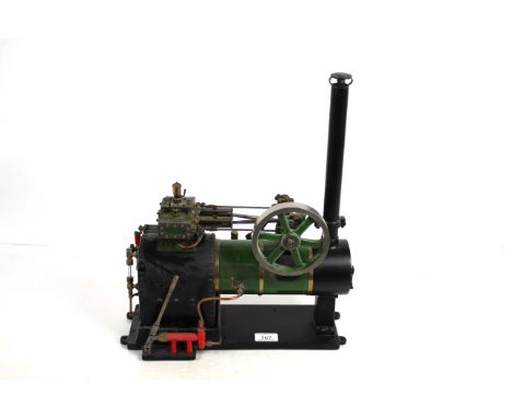 A live steam model of a stationary engine, approx. 14" long x 18" high overall
