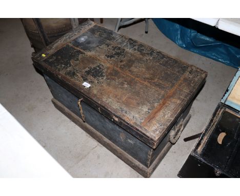 A large pine sailor's toolbox with rope handles