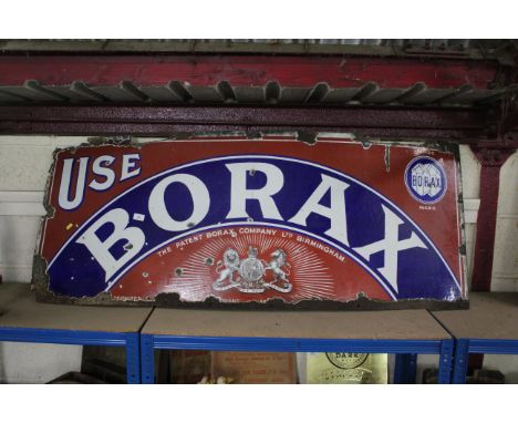 An enamel advertising sign for "Borax", approx. 24" x 60"  AF
