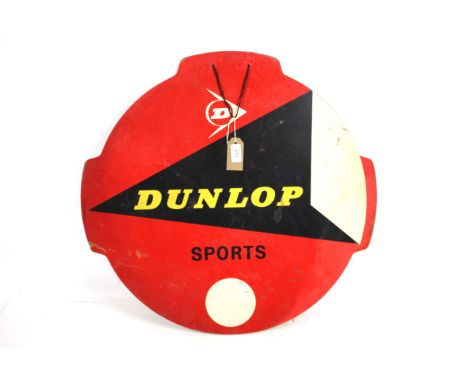 A "Dunlop Sports" hardboard advertising sign, approx. 25" dia.