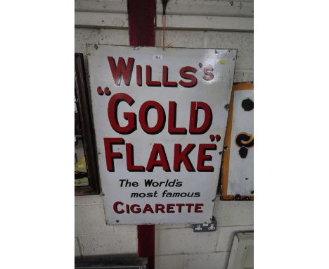An enamel advertising sign for "Wills Gold Flake", approx. 36" x 24"