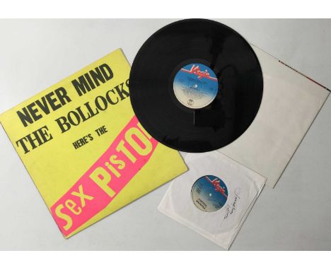 SEX PISTOLS - NEVER MIND THE BOLLOCKS LP (COMPLETE ORIGINAL COPY WITH POSTER AND 7" - 'SPOTS 001'). Mega to see first UK pres