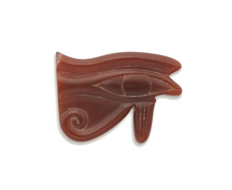  A large Egyptian carnelian udjat eye amulet Late New Kingdom - Third Intermediate Period, circa 1292-735 B.C.Engraved on bot