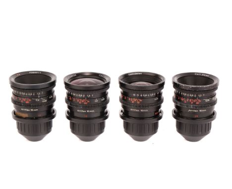 A Set of Carl Zeiss Distagon Cine Lenses, PL mount for Arriflex SR3 Super 16mm, including Carl Ziess Distagon T* f/1.2 9.5mm,