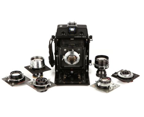 A Horseman VH-R Medium Format Rangefineder Camera, black, with a complete set of lenses including Horseman P.S f/3.5 105mm, T