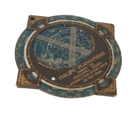 Philips' Planisphere, c.1900, English stamped to the front 'Philips' Planisphere showing the principle Stars Visible For Ever