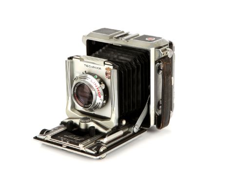 A Linhof Technika V 6x9cm Camera, chrome, serial no. 49692, with Schneider Technika Xenar f/3.5 105mm lens, chrome, serial no