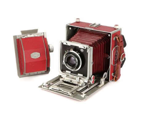 A Micro Precision Products 'MPP' Mk. VII 5x4" Micro Technical Large Format Camera, red / grey, serial no. 9356, with Schneide