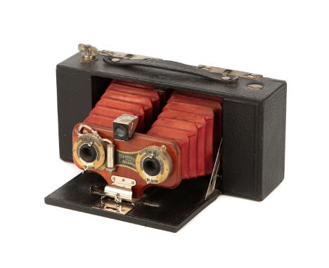 A Kodak Brownie No.2 Stereo Roll Film Camera, 1905-10, black, serial no. 2335H, body, VG, shutter working, lenses VG