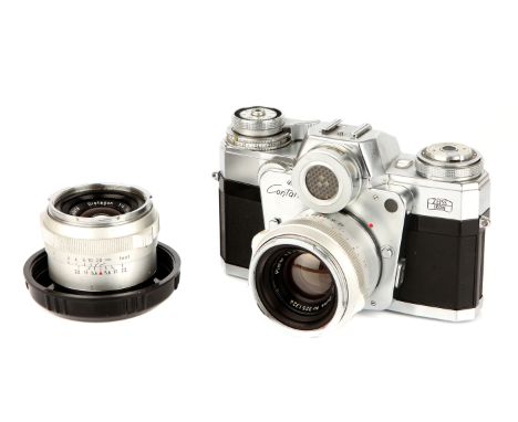 A Zeiss Ikon Contarex Bullseye SLR Camera, 1959-66, chrome, serial no. E13285,with Carl Zeiss Planar f/2 50mm lens, chrome, s