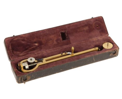 A Brass Polar Planimeter, 19th century, early Amsler short-arm type, with engraved steel scale wheels, instrument and brass w